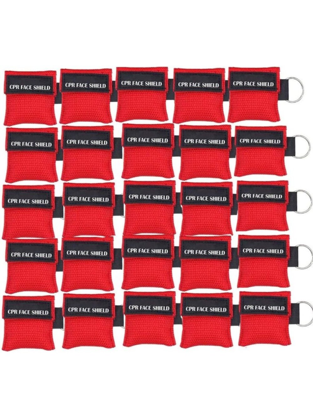 25pcs CPR Face Shield Masks Keychain for First Aid & CPR Training - Pocket Size